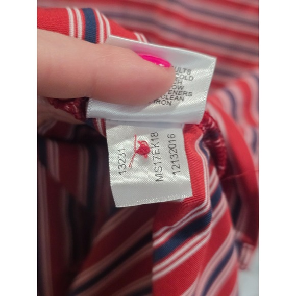 Peter Millar Summer Comfort Performance Golf Polo Shirt Mens L Red Blue Striped - Picture 8 of 13